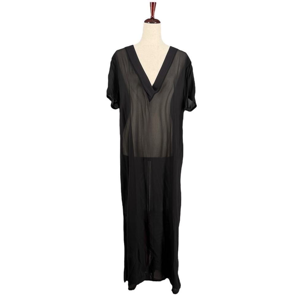 Lacausa Sheer Maxi‎ Dress Small Black LA30106 No Lining Boho Witchy Whimsigoth